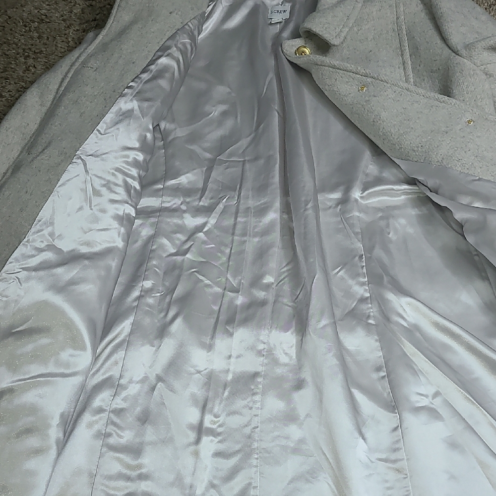J. Crew Women's Light Gray Woll Blend Pea Coat - Picture 4 of 8